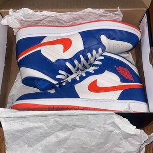 Nike Air Jordan 1 Mid - White, Blue & Orange